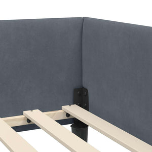 vidaXL Corner Bed Frame with Headboard Dark Grey 90 cm x 200 cm Velvet
