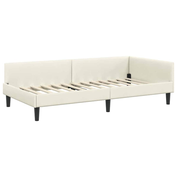 vidaXL Corner Bed Frame with Headboard Cream 90 cm x 200 cm Velvet