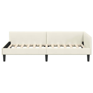 vidaXL Corner Bed Frame with Headboard Cream 90 cm x 200 cm Velvet