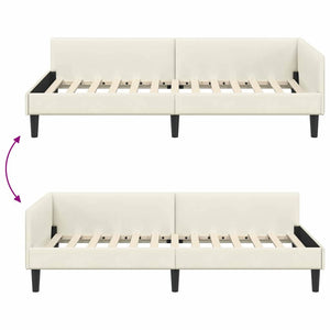 vidaXL Corner Bed Frame with Headboard Cream 90 cm x 200 cm Velvet