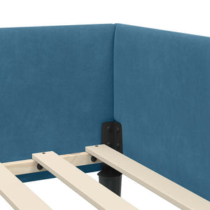 vidaXL Corner Bed Frame with Headboard Blue 100 cm x 200 cm Velvet