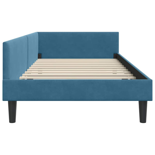 vidaXL Corner Bed Frame with Headboard Blue 100 cm x 200 cm Velvet