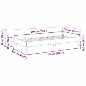 vidaXL Corner Bed Frame with Headboard Blue 100 cm x 200 cm Velvet