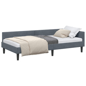 vidaXL Corner Bed Frame with Headboard Dark Gray 100 cm x 200 cm Velvet