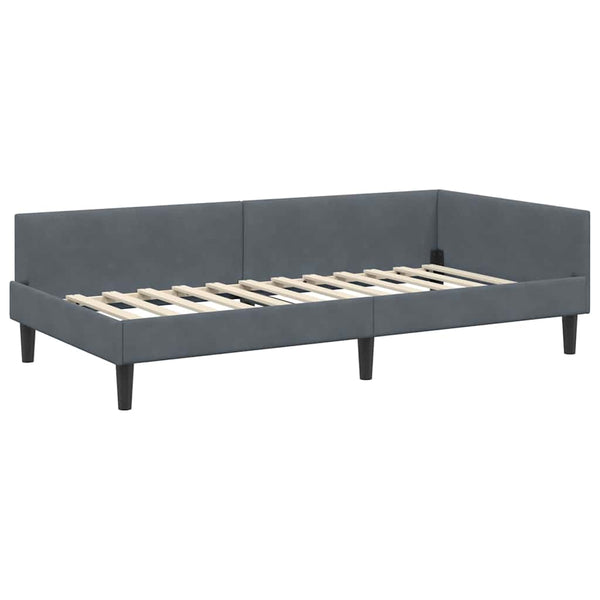 vidaXL Corner Bed Frame with Headboard Dark Gray 100 cm x 200 cm Velvet