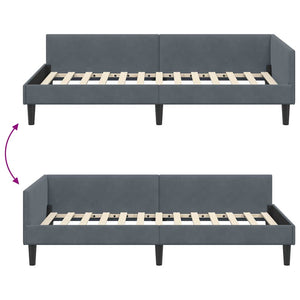 vidaXL Corner Bed Frame with Headboard Dark Gray 100 cm x 200 cm Velvet