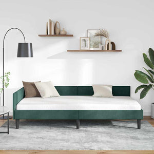 vidaXL Corner Bed Frame with Headboard Dark Green 100 cm x 200 cm Velvet