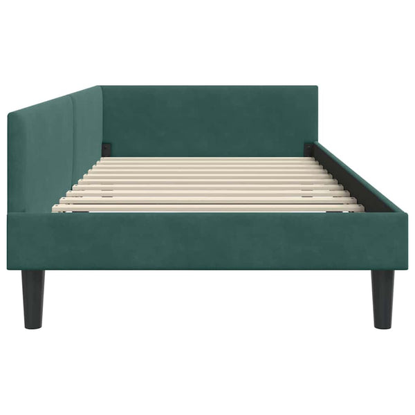vidaXL Corner Bed Frame with Headboard Dark Green 100 cm x 200 cm Velvet