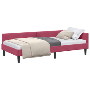 vidaXL Corner Bed Frame with Headboard Wine Red 100 cm x 200 cm Velvet