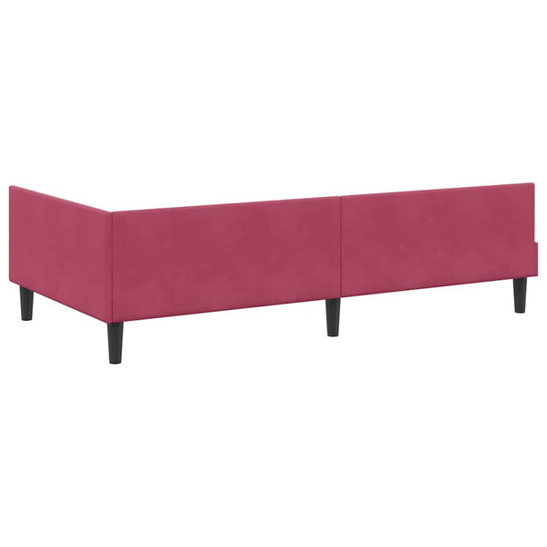 vidaXL Corner Bed Frame with Headboard Wine Red 100 cm x 200 cm Velvet
