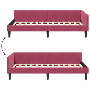 vidaXL Corner Bed Frame with Headboard Wine Red 100 cm x 200 cm Velvet