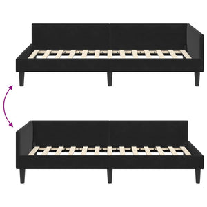 vidaXL Corner Bed Frame with Headboard Black 100 cm x 200 cm Velvet