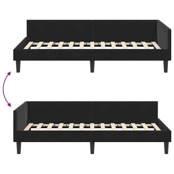 vidaXL Corner Bed Frame with Headboard Black 100 cm x 200 cm Velvet