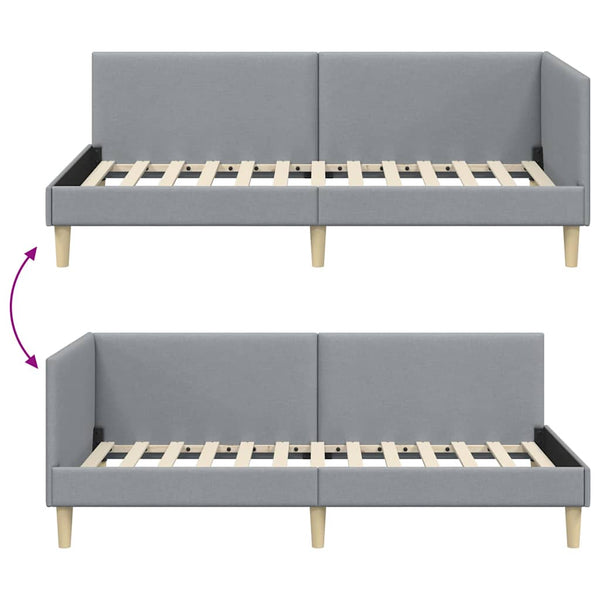 vidaXL Corner Bed Frame Light Grey 80 cm x 200 cm Fabric and Plywood