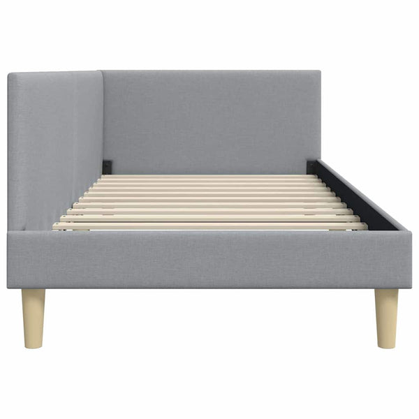 vidaXL Corner Bed Frame Light Grey 80 cm x 200 cm Fabric and Plywood