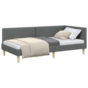 vidaXL Corner Bed Frame Dark Grey 80 cm x 200 cm Fabric and Plywood