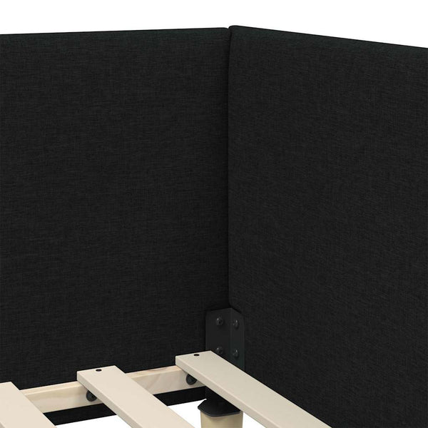 vidaXL Corner Bed Frame Black 80 cm x 200 cm Fabric and Plywood