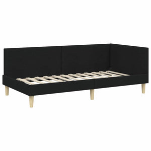 vidaXL Corner Bed Frame Black 80 cm x 200 cm Fabric and Plywood
