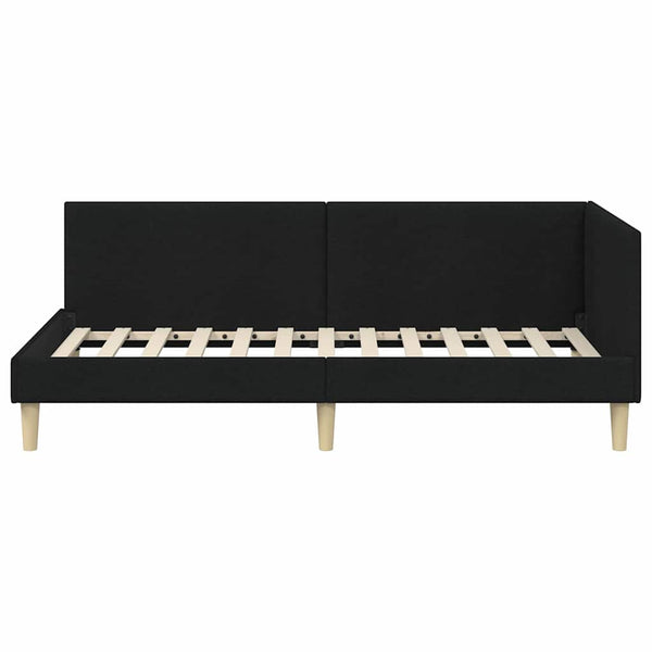 vidaXL Corner Bed Frame Black 80 cm x 200 cm Fabric and Plywood