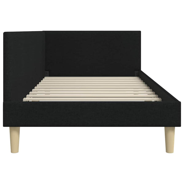 vidaXL Corner Bed Frame Black 80 cm x 200 cm Fabric and Plywood