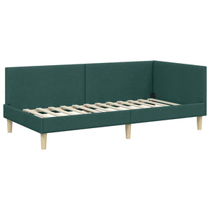 vidaXL Corner Bed Frame Dark Green 80 cm x 200 cm Fabric and Plywood