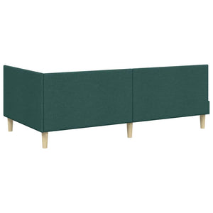 vidaXL Corner Bed Frame Dark Green 80 cm x 200 cm Fabric and Plywood