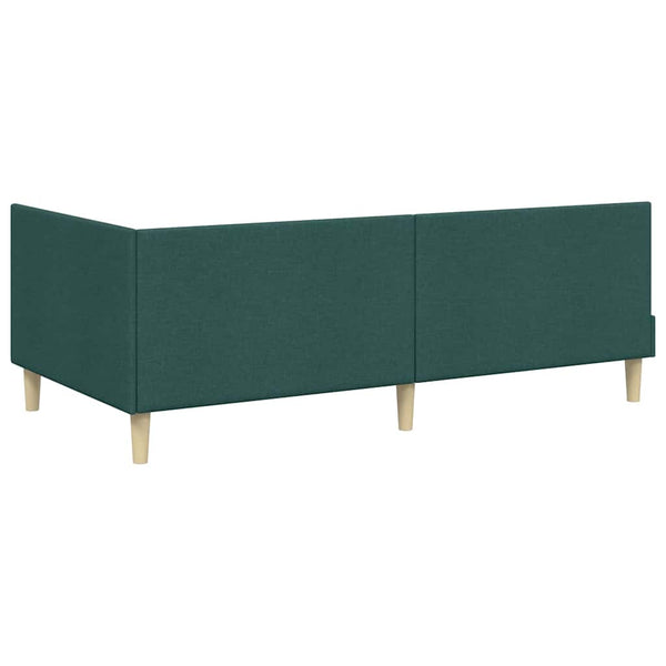 vidaXL Corner Bed Frame Dark Green 80 cm x 200 cm Fabric and Plywood