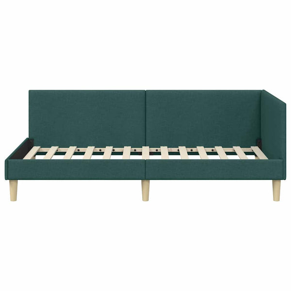 vidaXL Corner Bed Frame Dark Green 80 cm x 200 cm Fabric and Plywood