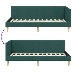 vidaXL Corner Bed Frame Dark Green 80 cm x 200 cm Fabric and Plywood