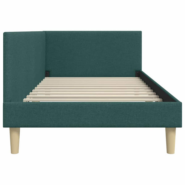 vidaXL Corner Bed Frame Dark Green 80 cm x 200 cm Fabric and Plywood