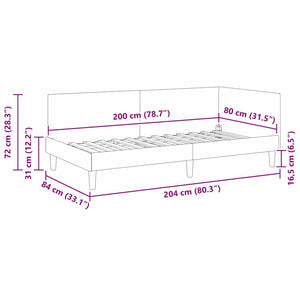 vidaXL Corner Bed Frame Dark Green 80 cm x 200 cm Fabric and Plywood