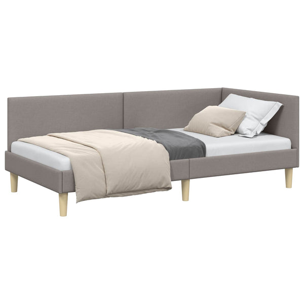 vidaXL Corner Bed Frame Taupe 80 cm x 200 cm Fabric and Plywood