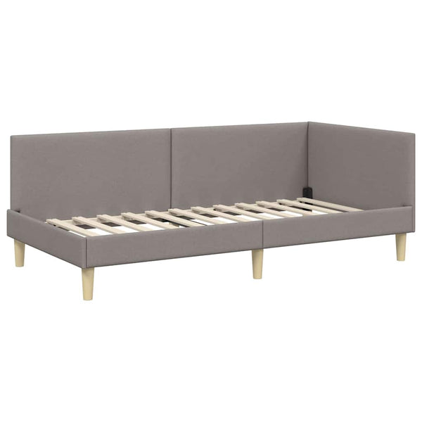 vidaXL Corner Bed Frame Taupe 80 cm x 200 cm Fabric and Plywood