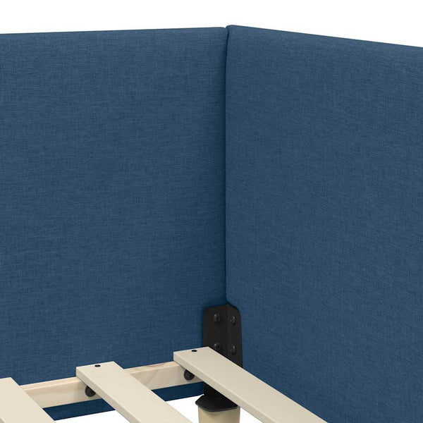 vidaXL Corner Bed Frame Blue 80 cm x 200 cm Fabric and Plywood