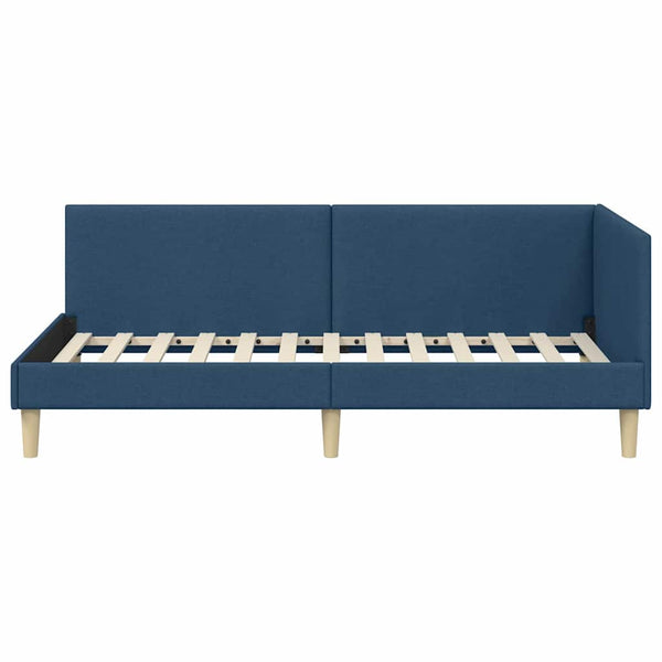 vidaXL Corner Bed Frame Blue 80 cm x 200 cm Fabric and Plywood