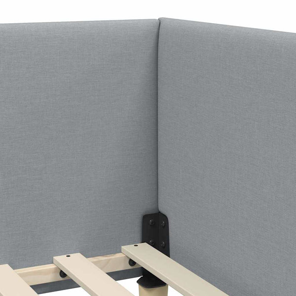 vidaXL Corner Bed Frame Light Grey 90 cm x 190 cm Fabric and Plywood