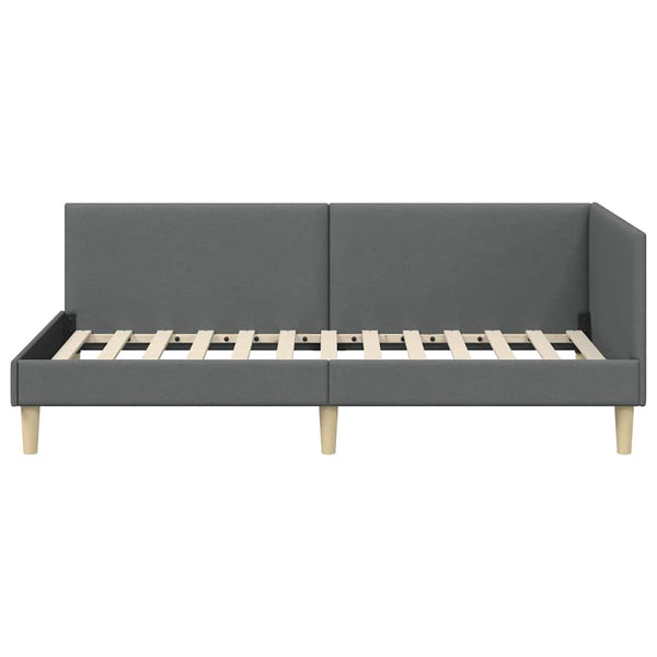 vidaXL Corner Bed Frame Dark Grey 90 cm x 190 cm Fabric and Plywood