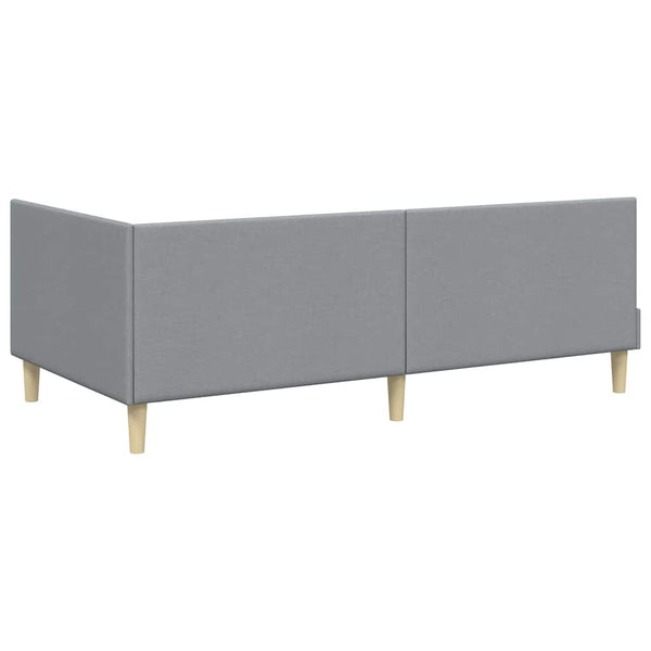 vidaXL Corner Bed Frame Light Grey 90 cm x 200 cm Fabric and Plywood