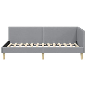 vidaXL Corner Bed Frame Light Grey 90 cm x 200 cm Fabric and Plywood