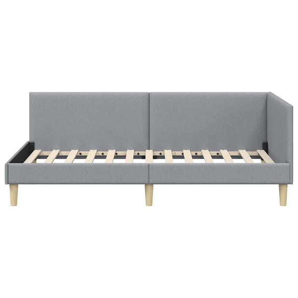 vidaXL Corner Bed Frame Light Grey 90 cm x 200 cm Fabric and Plywood