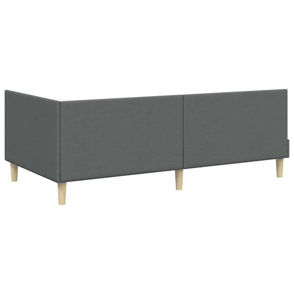 vidaXL Corner Bed Frame Dark Grey 90 cm x 200 cm Fabric and Plywood