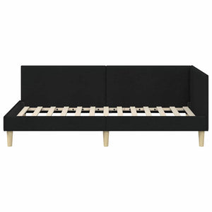 vidaXL Corner Bed Frame Black 90 cm x 200 cm Fabric and Plywood