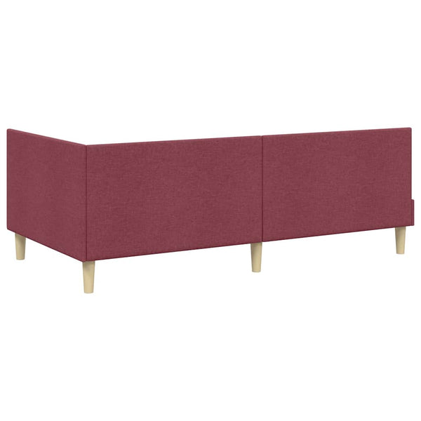 vidaXL Corner Bed Frame Wine Red 90 cm x 200 cm Fabric and Plywood