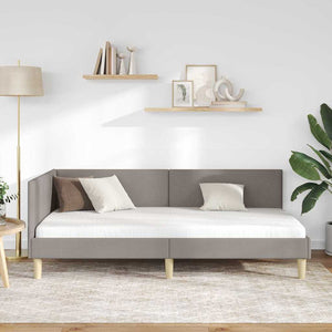 vidaXL Corner Bed Frame Taupe 90 cm x 200 cm Fabric and Plywood