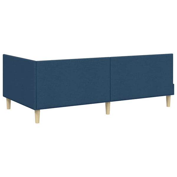 vidaXL Corner Bed Frame Blue 90 cm x 200 cm Fabric and Plywood