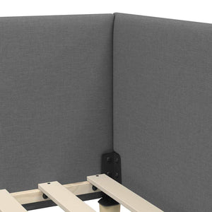 vidaXL Corner Bed Frame Dark Grey 100 cm x 200 cm Fabric and Plywood
