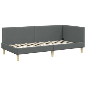 vidaXL Corner Bed Frame Dark Grey 100 cm x 200 cm Fabric and Plywood
