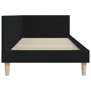 vidaXL Corner Bed Frame Black 100 cm x 200 cm Fabric and Plywood