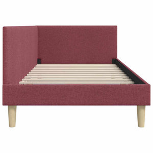 vidaXL Corner Bed Frame Wine Red 100 cm x 200 cm Fabric and Plywood