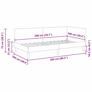 vidaXL Corner Bed Frame Wine Red 100 cm x 200 cm Fabric and Plywood